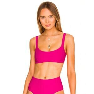 L*Space Jess Bikini Top in Bougainvillea Pink Ribbed Size XL NWT
